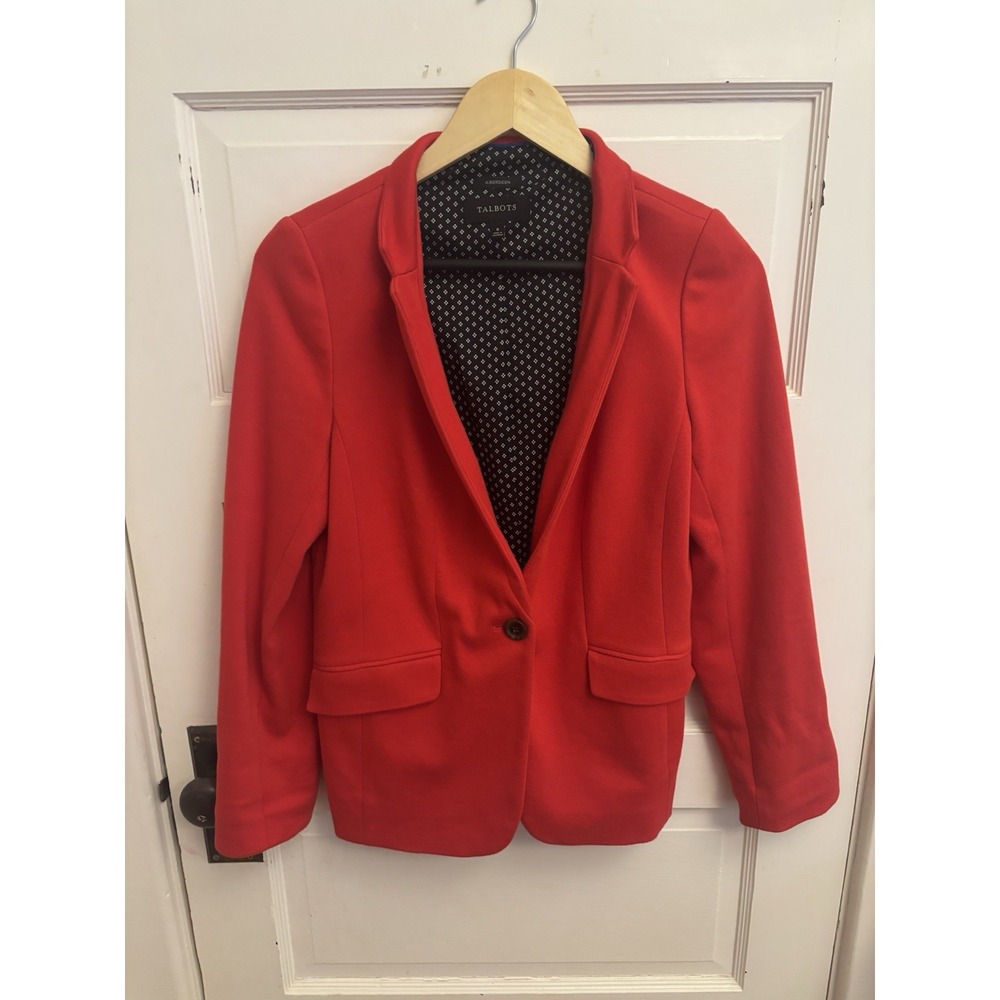 Talbots Women's Aberdeen Red Single Button Blazer Jacket Single Breasted Size 6